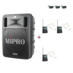 MIPRO MA-505 + 3× MU-53HNS – náhlavní kardioidní sada, tělová
