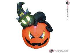 Halloween nafukovací dýně s kočkou, 150cm