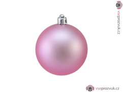 Vánoční dekorační ozdoby, 7 cm, růžové matné, 6 ks