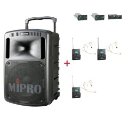 MIPRO MA-808 + 3× MU-506HS – náhlavní pevnější kardioidní sada, tělová