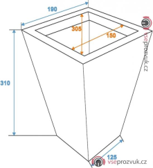 Zinkový květináč se vzorem, výška 31 cm
