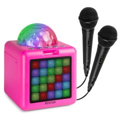 Fenton KAR15P Karaoke reproduktor se 2 mikrofony, barva růžová