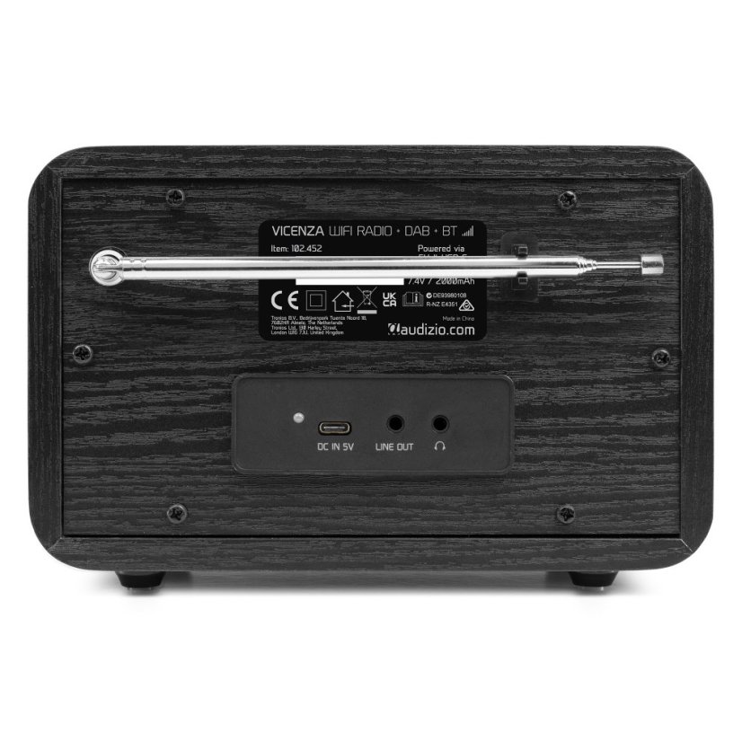 Audizio Vicenza internetové rádio s Wi-Fi, DAB+ a baterií, černé