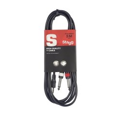 Stagg SYC3/MPS2P E, Y kabel mini stereo JACK/2x JACK, 3m