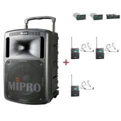 MIPRO MA-808 + 3× MU-53HN – náhlavní kardioidní sada, černá
