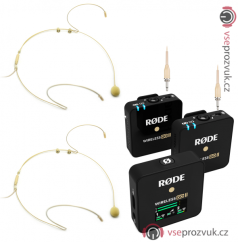 Rode Wireless GO II + 2x základní béžový náhlavní mikrofon, dvoukanálový mikroport 2,4 GHz