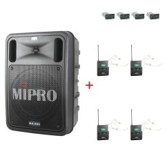 MIPRO MA-505 + 4× MU-55HNS – náhlavní všesměrová sada, tělová