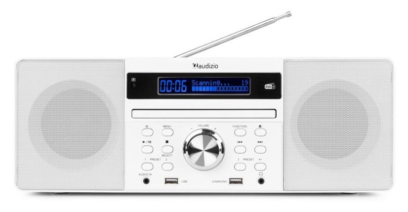 Audizio Prato mikrosystém s FM/DAB+, CD, USB a Bluetooth, bílý