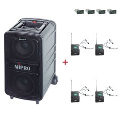 MIPRO MA-828 PLUS + 4× MU-55HN – náhlavní všesměrová sada, černá