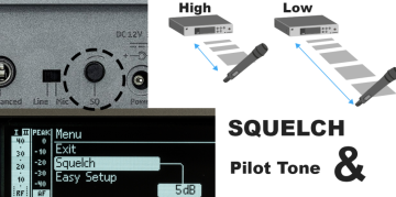 Jakou funkci má Squelch a Pilot tone pro bezdrátové mikrofony a mikroporty