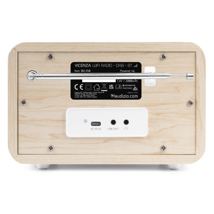Audizio Vicenza internetové rádio s Wi-Fi, DAB+ a baterií, bílé