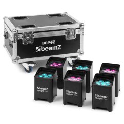 BeamZ Professional BBP62 Uplighter Set 6x Uplight PAR IP65 v přepravním kufru s nabíjením