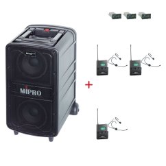 MIPRO MA-828 PLUS + 3× MU-55HN – náhlavní všesměrová sada, černá