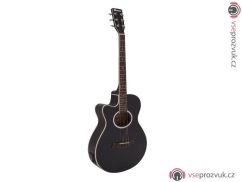 Dimavery AW-400, elektroakustická kytara typu Folk levoruká, černá