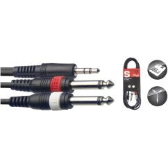 Stagg SYC1/MPS2P E, kabel mini stereo JACK/2X JACK, 1m