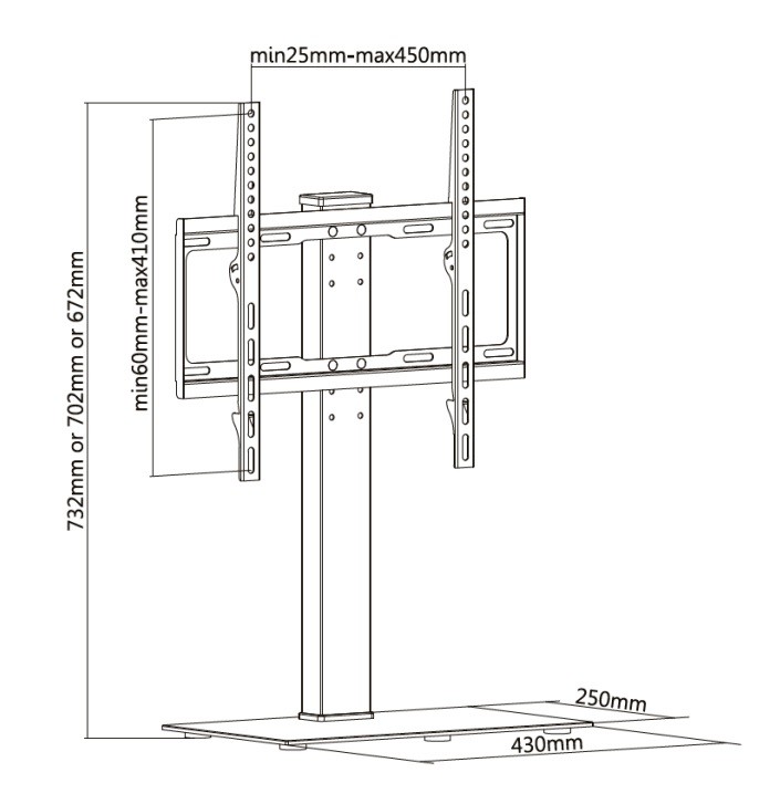 Audizio TTTS40 výškově nastavitelný TV stojan 32”- 55”