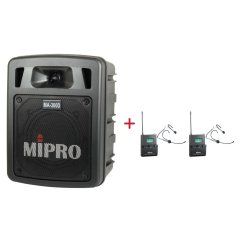 MIPRO MA-300D + 2× MU-55HN – náhlavní všesměrová sada, černá