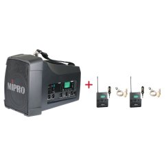 MIPRO MA-200D + 2× MU-53LS – klopová kardioidní sada, tělová