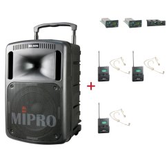 MIPRO MA-808 + 3× MU-53HNS – náhlavní kardioidní sada, tělová