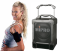 Aktivní přenosné reproduktory pro fitness, aerobik s bezdrátovým náhlavním mikrofonem a baterii.