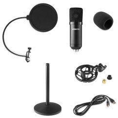 Vonyx CMTS300 set studiového USB mikrofonu, černý