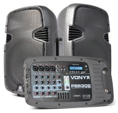 Vonyx PSS302 10" Přenosná zvuková sada SD/USB/MP3/BT se stojany