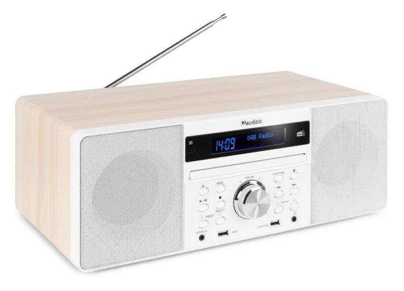 Audizio Prato mikrosystém s FM/DAB+, CD, USB a Bluetooth, bílý