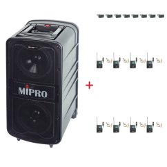 MIPRO MA-929 PLUS + 8× MU-53LS – klopová kardioidní sada, tělová