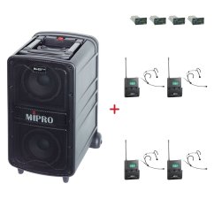 MIPRO MA-828 PLUS + 4× MU-506H – náhlavní kardioidní sada, černá