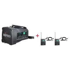 MIPRO MA-100D + 2× MU-55L – klopová všesměrová sada, černá