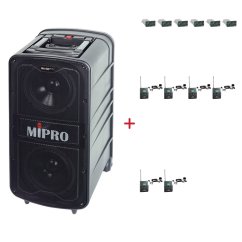 MIPRO MA-929 PLUS + 6× MU-53L – klopová kardioidní sada, černá