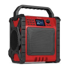 Audizio Jobsite XL — stavební rádio s akumulátorem, červené (DAB+, FM, Bluetooth, IP54)