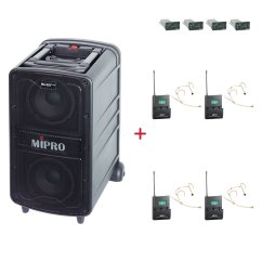MIPRO MA-828 PLUS + 4× MU-506HS – náhlavní kardioidní sada, tělová