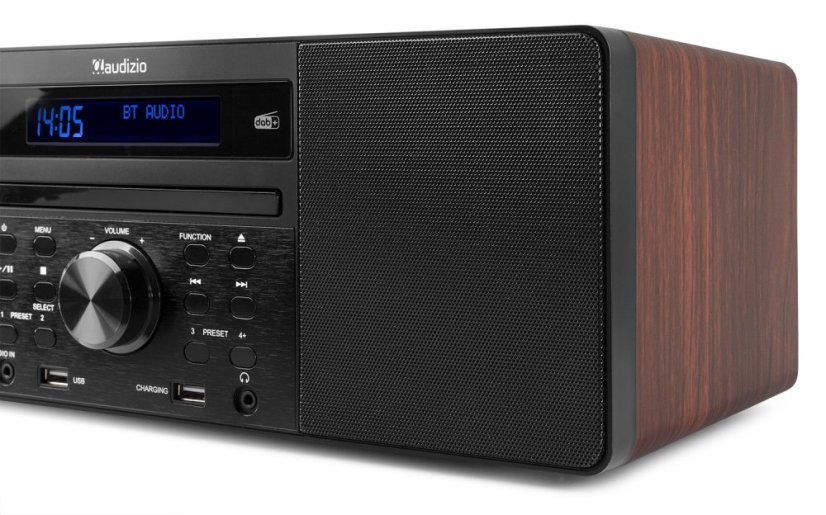 Audizio Prato mikrosystém s FM/DAB+, CD, USB a Bluetooth, tmavé dřevo