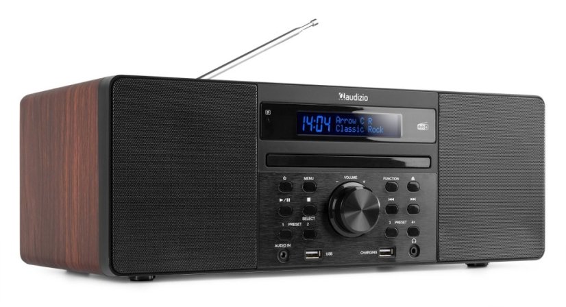 Audizio Prato mikrosystém s FM/DAB+, CD, USB a Bluetooth, tmavé dřevo