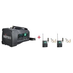 MIPRO MA-100D + 2× MU-53LS – klopová kardioidní sada, tělová