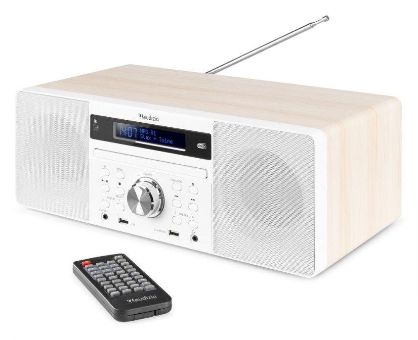 Audizio Prato mikrosystém s FM/DAB+, CD, USB a Bluetooth, bílý