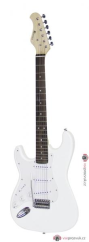 Dimavery ST-203, elektrická kytara levoruká, bílá