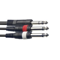 Stagg SYC3/PS2P E, kabel stereo JACK/2x JACK, 3m