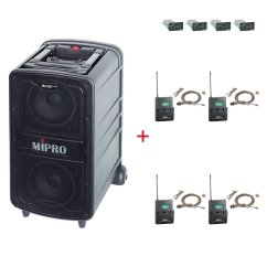 MIPRO MA-828 PLUS + 4× MU-55LS – klopová všesměrová sada, tělová