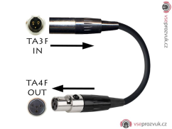Redukce Mini XLR 3-pin samec - Mini XLR 4-pin samice