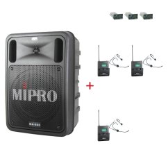 MIPRO MA-505 + 3× MU-55HN – náhlavní všesměrová sada, černá
