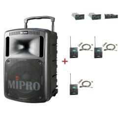 MIPRO MA-808 + 3× MU-55LS – klopová všesměrová sada, tělová
