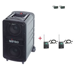 MIPRO MA-828 PLUS + 2× MU-55L – klopová všesměrová sada, černá