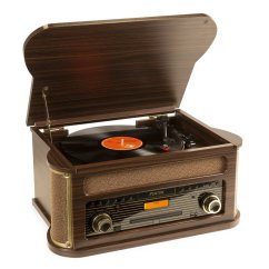 Fenton Memphis vintage gramofon, tmavé dřevo