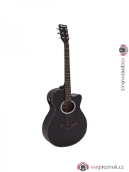 Dimavery AW-400, kytara elektroakustická typu Folk, černá