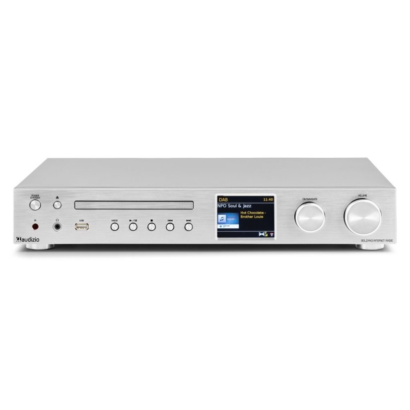 Audizio Bolzano Internet receiver with amplifier, DAB+ and CD player aluminium