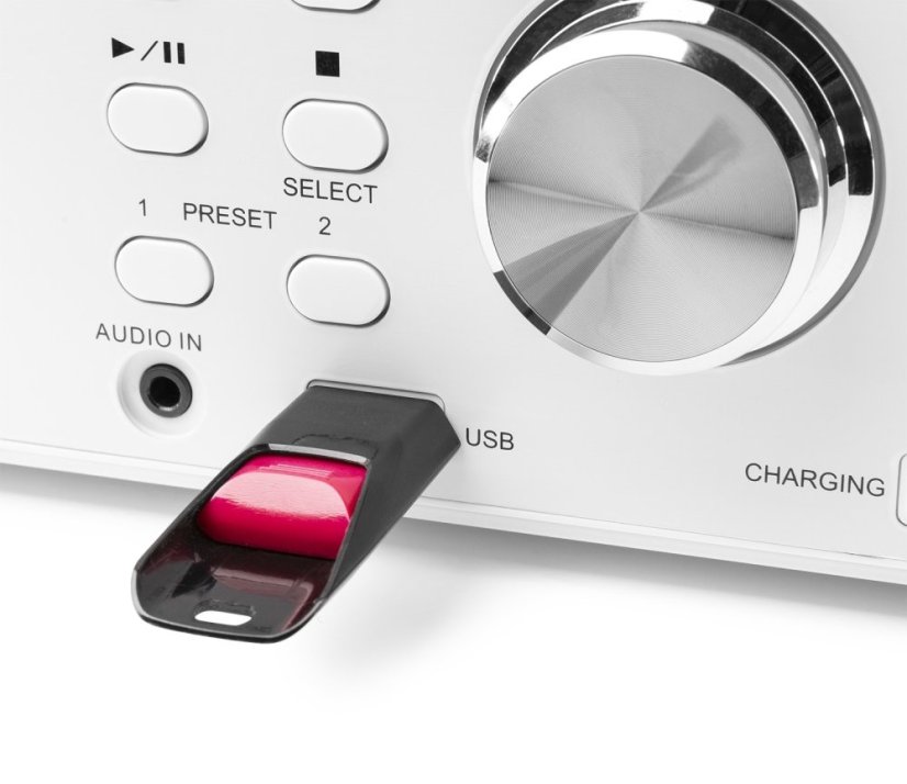 Audizio Prato mikrosystém s FM/DAB+, CD, USB a Bluetooth, bílý