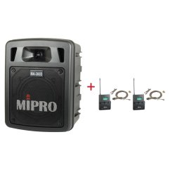MIPRO MA-300D + 2× MU-55LS – klopová všesměrová sada, tělová